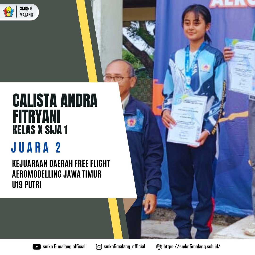 Calista Andra Fitryani, Juara 2 Kejurda Free Flight Aeromodelling Jawa Timur U19 Putri